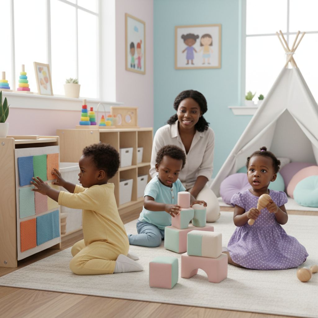 Infant and toddler classroom with teacher